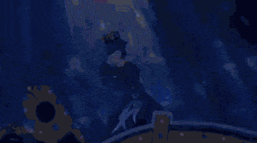 a girl is flying through the air in a video game while holding a sword .