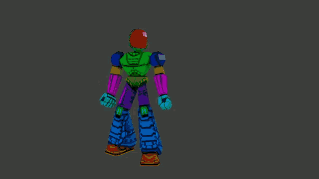 a 3d model of a robot with different colors on it