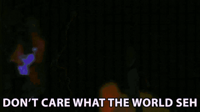 a picture of a person with the words do n't care what the world seh