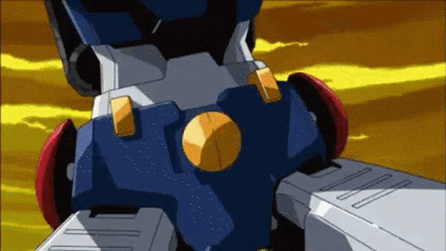 a close up of a robot with a yellow button on it 's chest