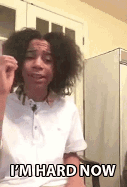 a young man with curly hair says i 'm hard now .