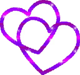 two purple hearts are intertwined on a white background
