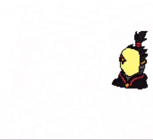 a pixel art drawing of a man with a ponytail