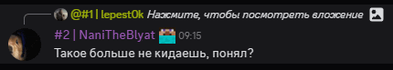 a screenshot of a conversation between # 2 nanithebyat and # 1 lepestok