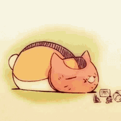 a drawing of a cat laying on the ground