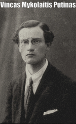 a man in a suit and tie with the name vincas mykolaitis putinas