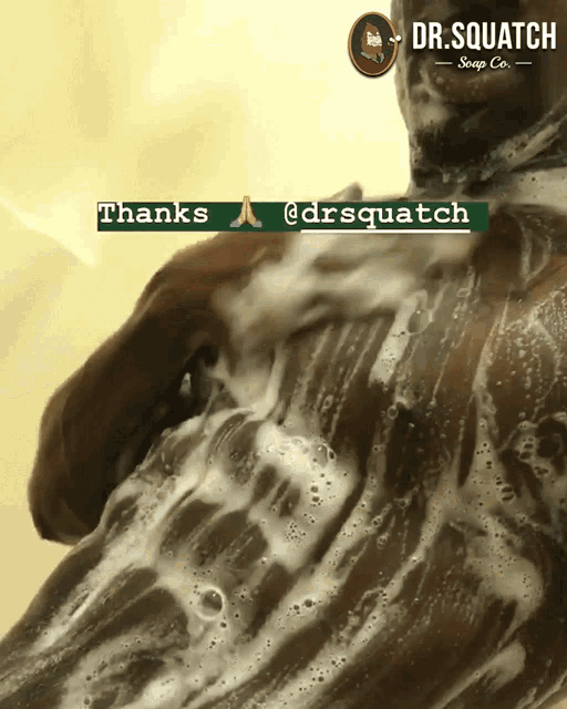 a picture of a man taking a shower with the words thanks @drsquatch below him