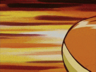 a close up of a cartoon character 's butt with a yellow background