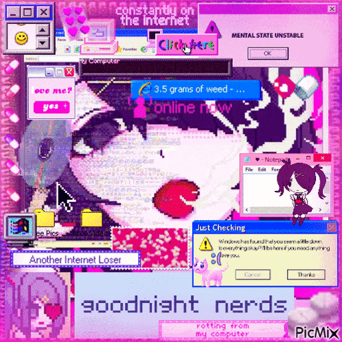 a collage of computer screens with the words goodnight nerds on the bottom