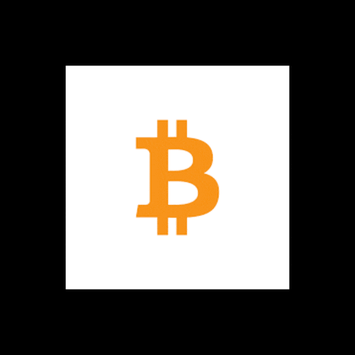 a white square with an orange b in the middle