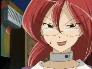 a cartoon character with red hair and glasses