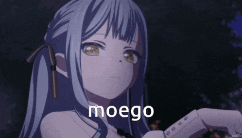 a picture of a girl with the word moego written on it