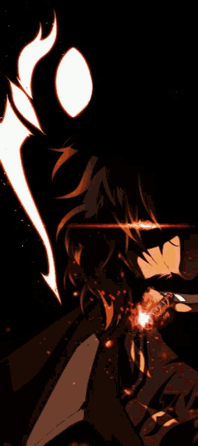 a drawing of a man with a flame coming out of his eyes