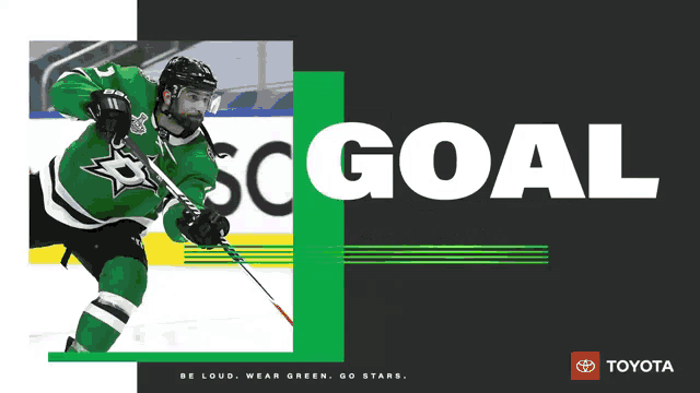 an advertisement for toyota with a hockey player