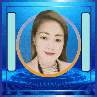 a picture of a woman in a circle with the letter i on the bottom right