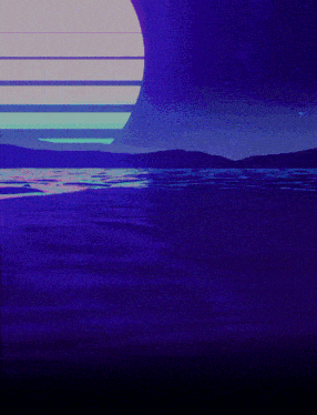 a painting of a person standing in the water with the sun behind them