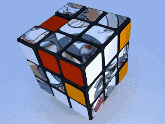 a rubik 's cube has a picture of a girl on it