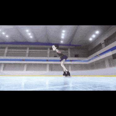 a girl in a purple dress is skating on a ice rink