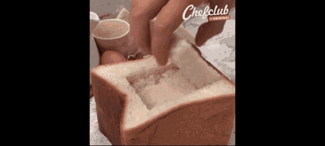 a slice of bread with chefclub written on the bottom of it