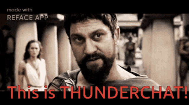 a picture of a man with a beard and the words " this is thunderchat "