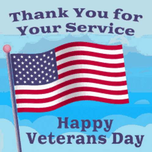 a picture of an american flag with the words " thank you for your service happy veterans day "