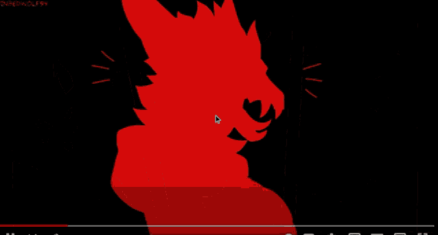 a cartoon drawing of a wolf with yellow eyes and a red tongue