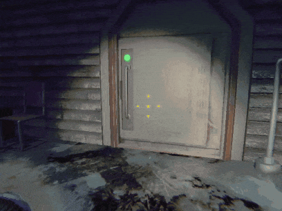 a door with a green light on it is open