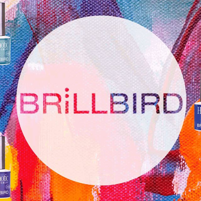 a brightly colored circle with the word brillbird in the center