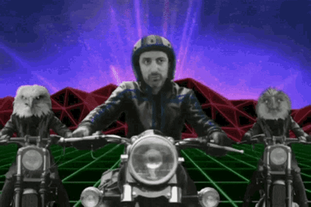 a man wearing a helmet with the letter b on it rides a motorcycle