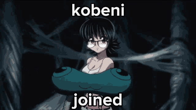 a picture of a girl holding a sword with the words kobeni joined above her
