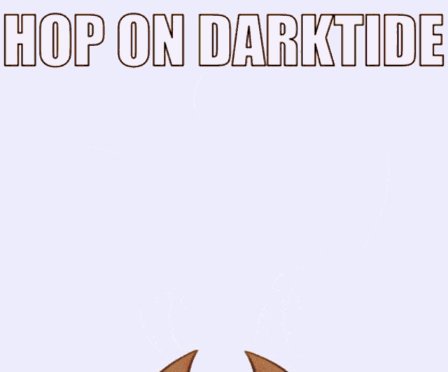 a cartoon pony with green eyes and the words hop on darktide