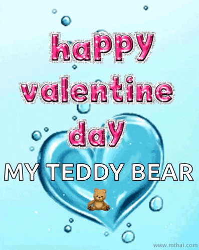 a happy valentine 's day card with a teddy bear