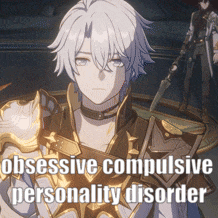 a cartoon character with obsessive compulsive personality disorder is holding a sword