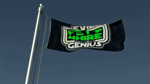 evil fett hire genius is written on a black flag
