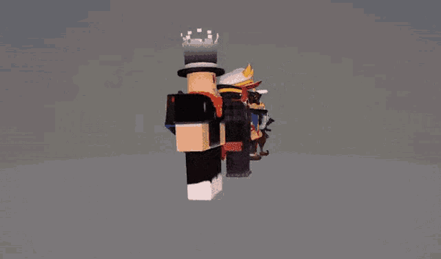 a group of roblox characters are standing next to each other in a line .