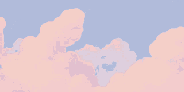 a painting of pink clouds with a blue background