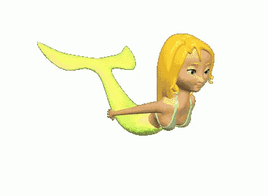 a cartoon drawing of a mermaid with yellow tail