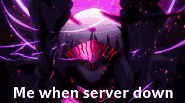 a picture of a monster with the words me when server down