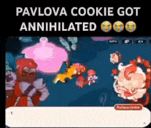 pavlova cookie got annihilated in a video game with a bunch of characters .