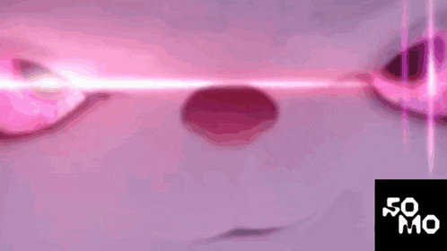 a close up of a purple cat with glowing eyes
