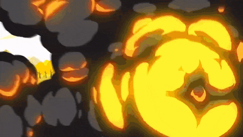 a cartoon explosion with smoke coming out of the center