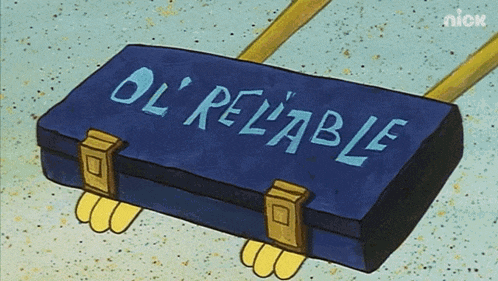 a blue box with the words ol ' reliable on it
