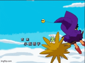 a cartoon character in a purple cape flying through the air