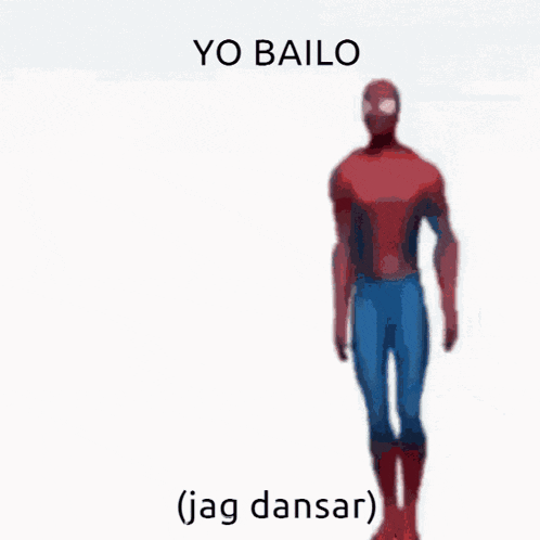 a picture of a spider man dancing with the words yo bailo jag dansar