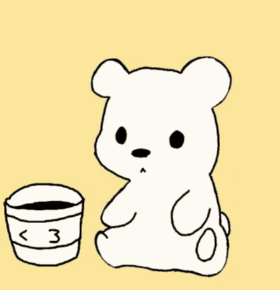 a black and white drawing of a panda bear holding a bucket with the number three on it