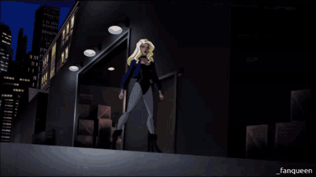 a cartoon of a woman with blonde hair and red lips is labeled fanqueen