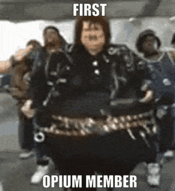 a blurred image of a person with the words first opium member
