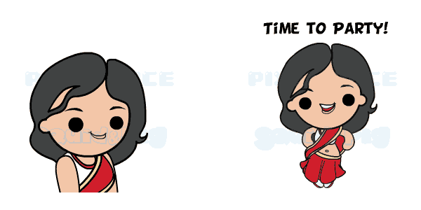 a cartoon of a woman with a heart and the words let 's celebrate