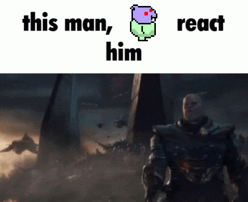 a picture of a man with the words this man react him above him