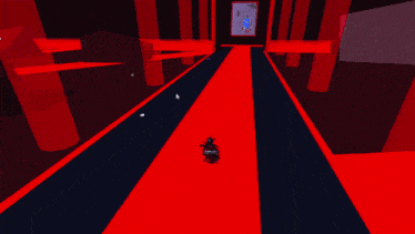 a video game shows a red carpet with a circle around it